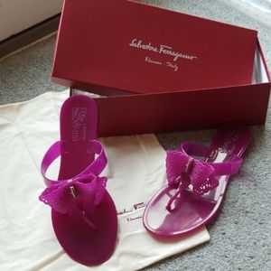 Size 7 Salvatore Ferragamo Pandy Grape Jelly Bow